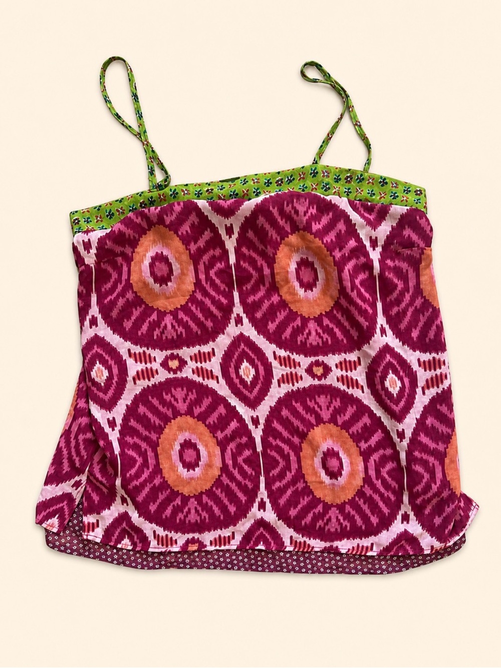 Women’s Pink & Orange Printed Spaghetti Strap Tank Top